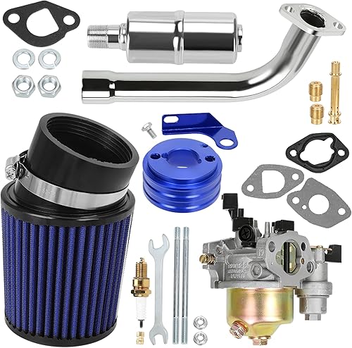GREHUA Adaptador de carburador mejorado para tubo de escape, silenciador Jet Stage 2, kit azul para Predator 212cc 196cc 6.5Hp GX160 GX200