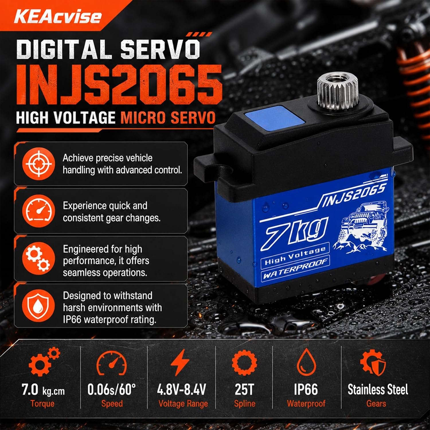 2-Pack 7KG Sub-Micro Digital Servo, Waterproof, 180° image 3