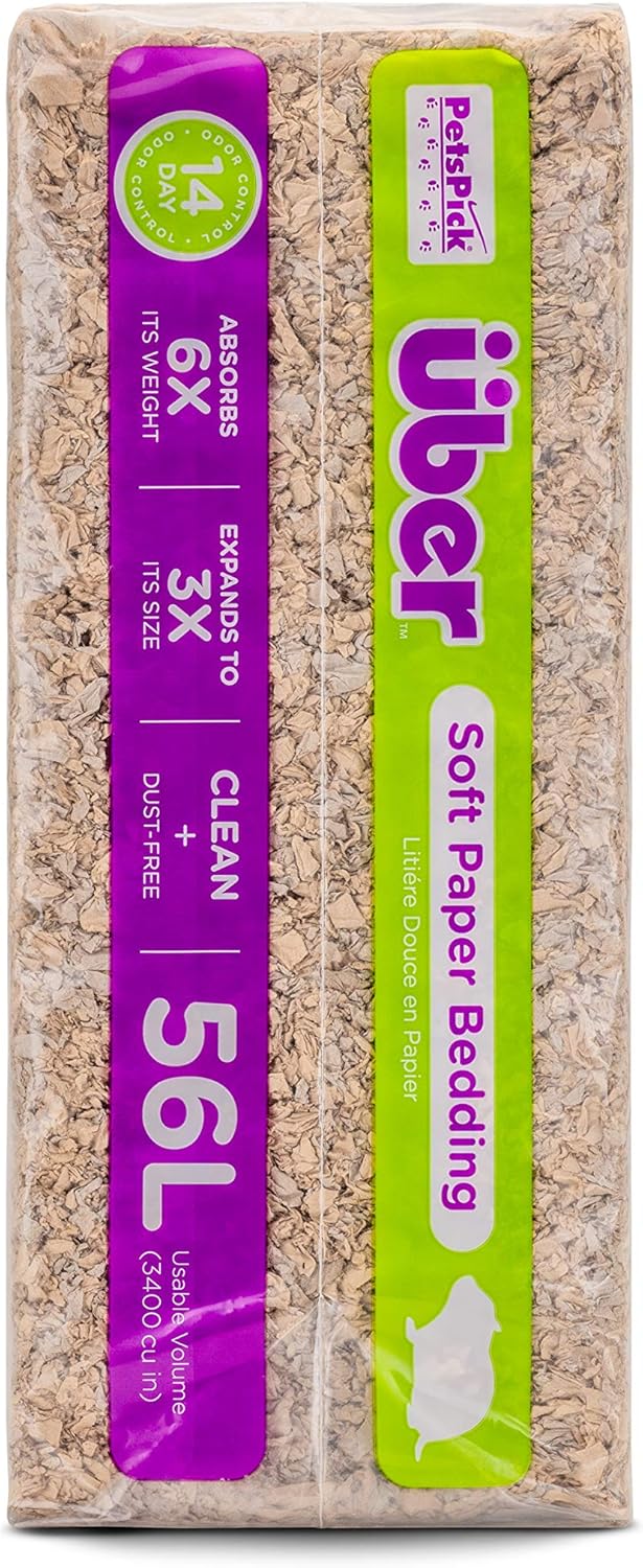 PETSPICK Uber Soft Paper Pet Bedding for Small Animals, Natural, 56L