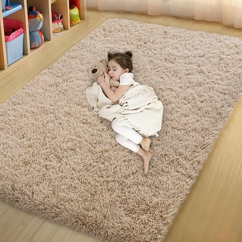 Miniatura 57 de Alfombras de área de 6 x 9 pies para sala de estar, alfombra azul grande y esponjosa para dormitorio, alfombras suaves y peludas para dormitorio de