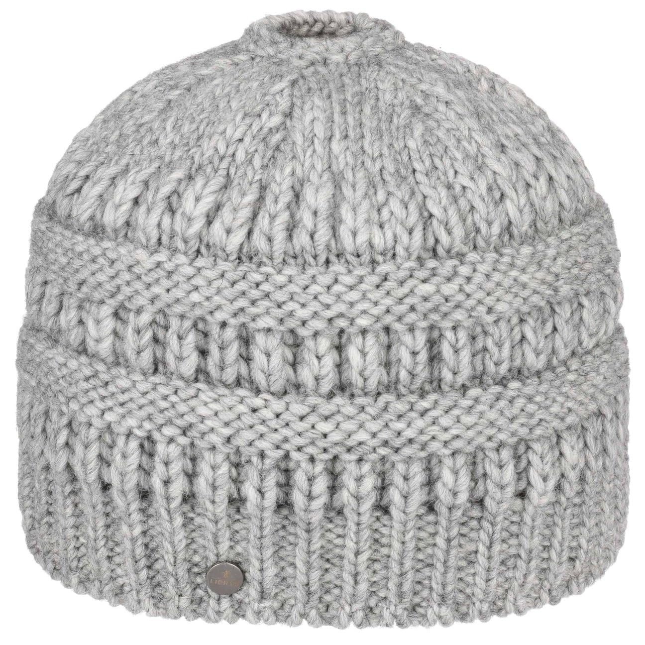 LIERYS Beanie Strickmütze mit Zopfloch Uni einfarbig Made in Germany Damen Herbst Winter