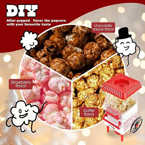 Miniatura 5 de máquina de palomitas de maíz, kit de máquina de palomitas de maíz con aire caliente en caja de regalo, máquina portátil de palomitas de maíz para el