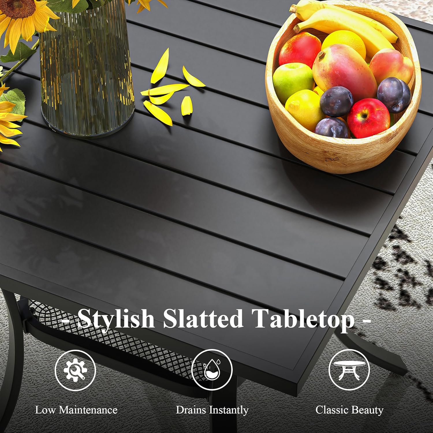 Outdoor Dining Set for 2, 28" Metal Square Outdoor Dining Table and Padded Textilene Patio Swivel Chairs, 3 Pieces Patio Table and Chairs Set for Garden Backyard, Dark Blue and Black