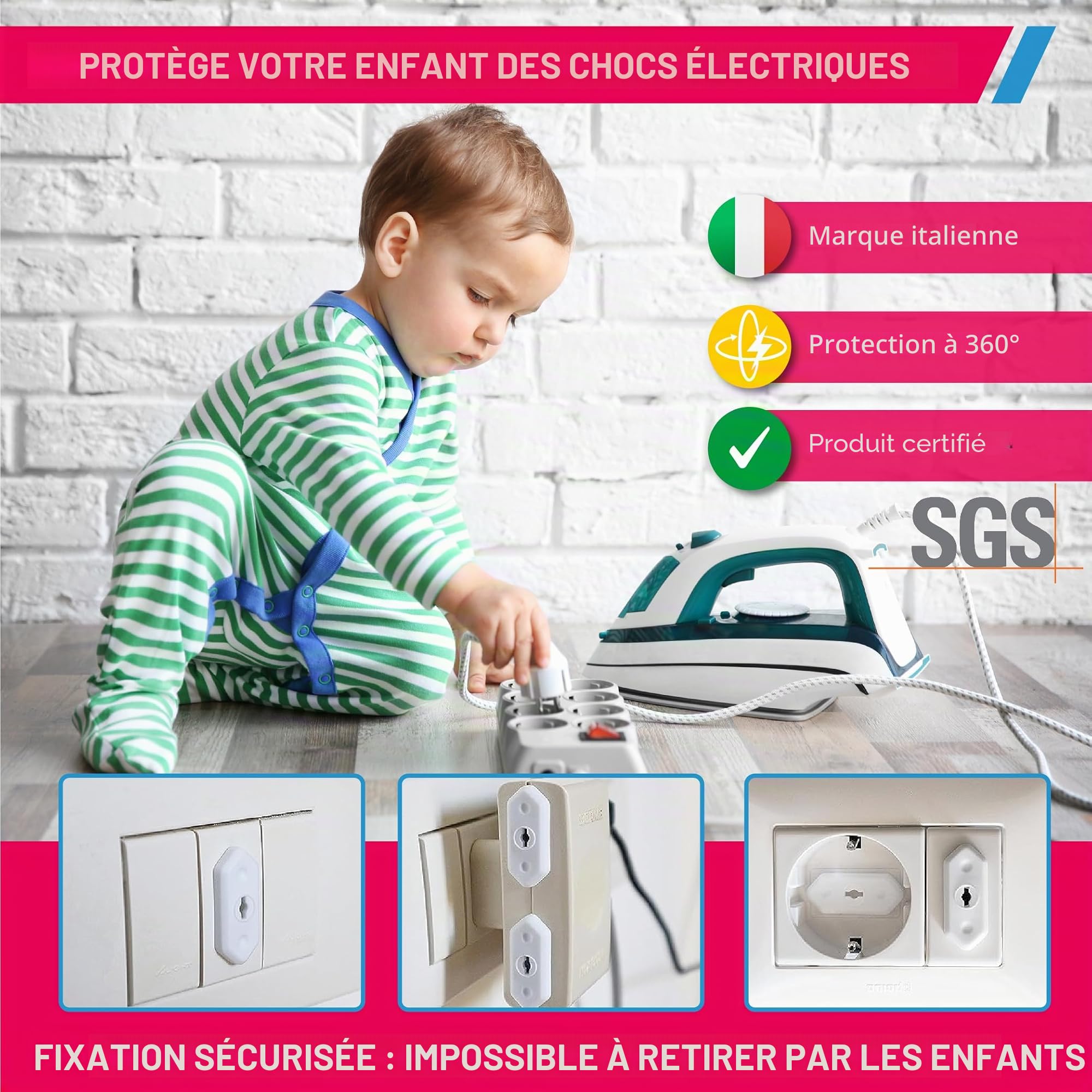 20+4 Cache Prise Bébé Electrique - Caches Prises Murale Universal 10/16A, Schuko pour Sécurité Domestique, Cache Protection Prise Electrique Bebe, Protege Prise pour Securite Enfant (Blanc)