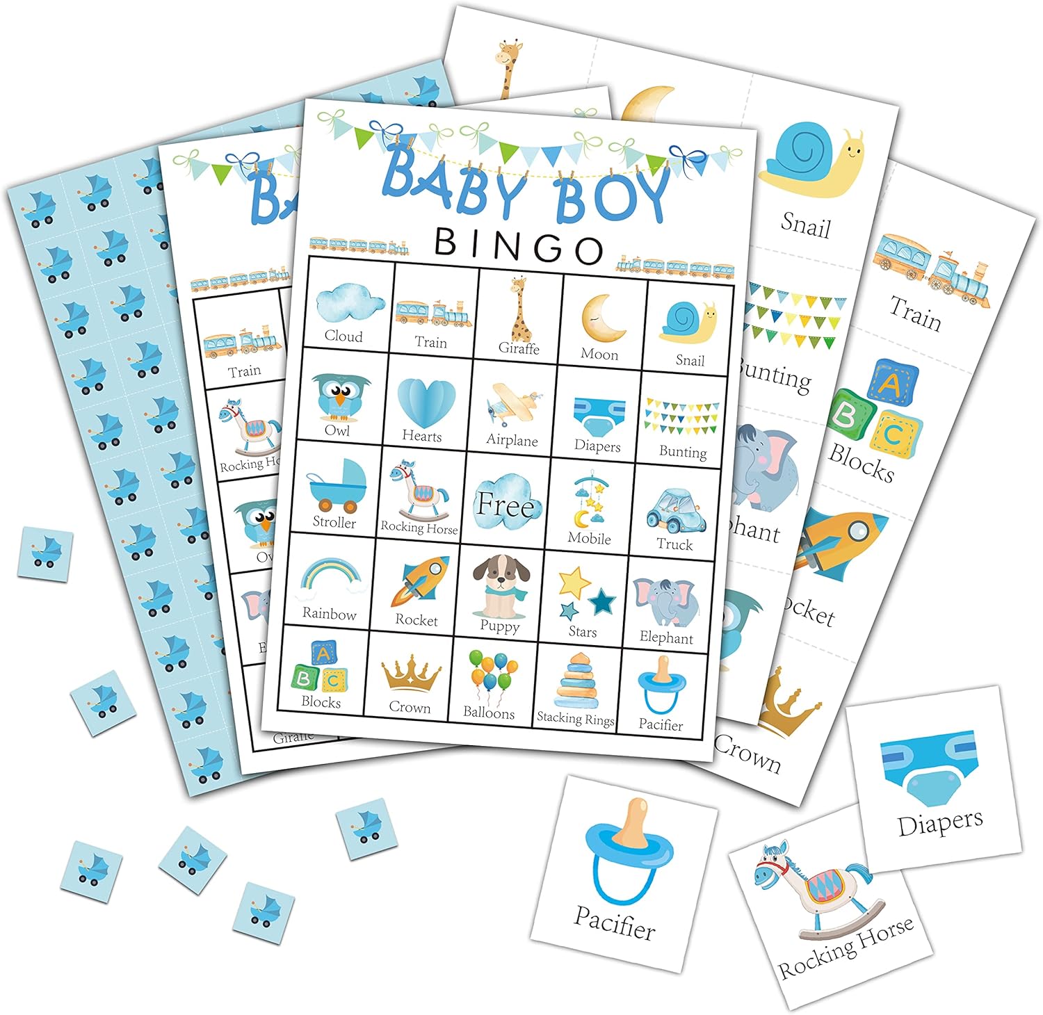 Gender Reveal Bingo Cards, Blue Pregnancy Announcement for 24 Players, Gender Reveal Party Games for Family Friends Activities, Holiday Party Favors Supplies Decorations(01)