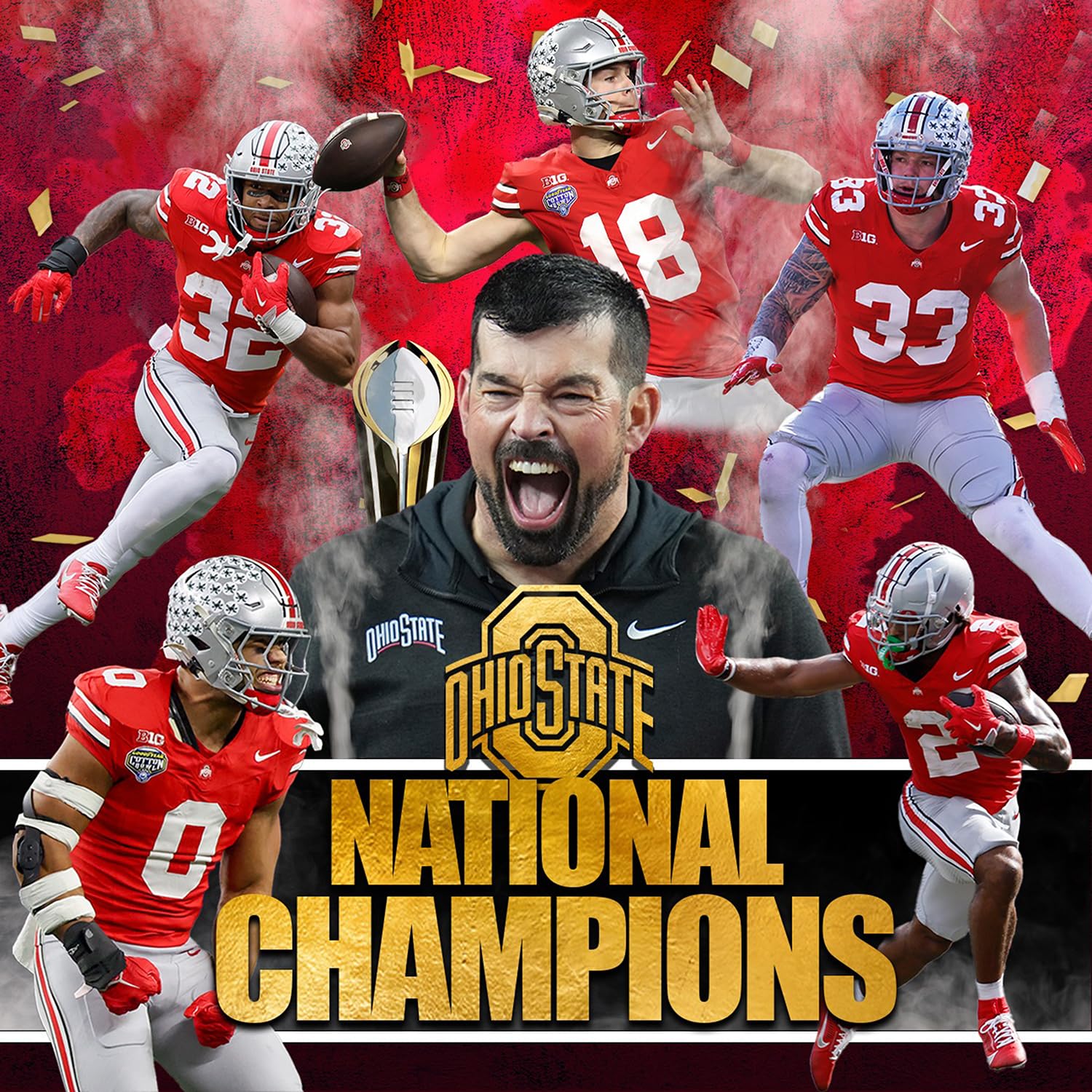 SPORTSPHOTOSUSA 2024 2025 Ohio State Buckeyes National Champions 10x10 Composite Photo-image-19