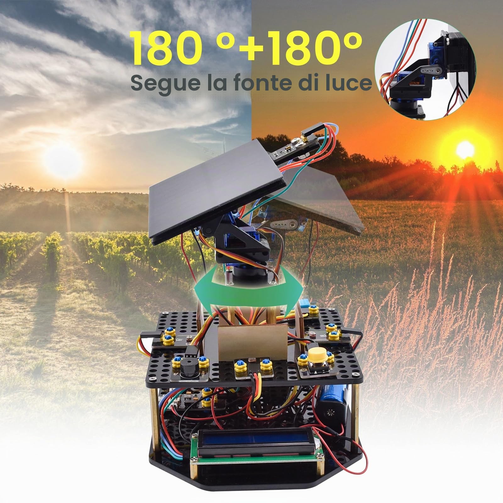 KEYESTUDIO Kit elettronico di localizzazione solare fai-da-te per Arduino UNO, sensore di temperatura e umidità, ecc. Regalo di programmazione educativa per adolescenti e adulti