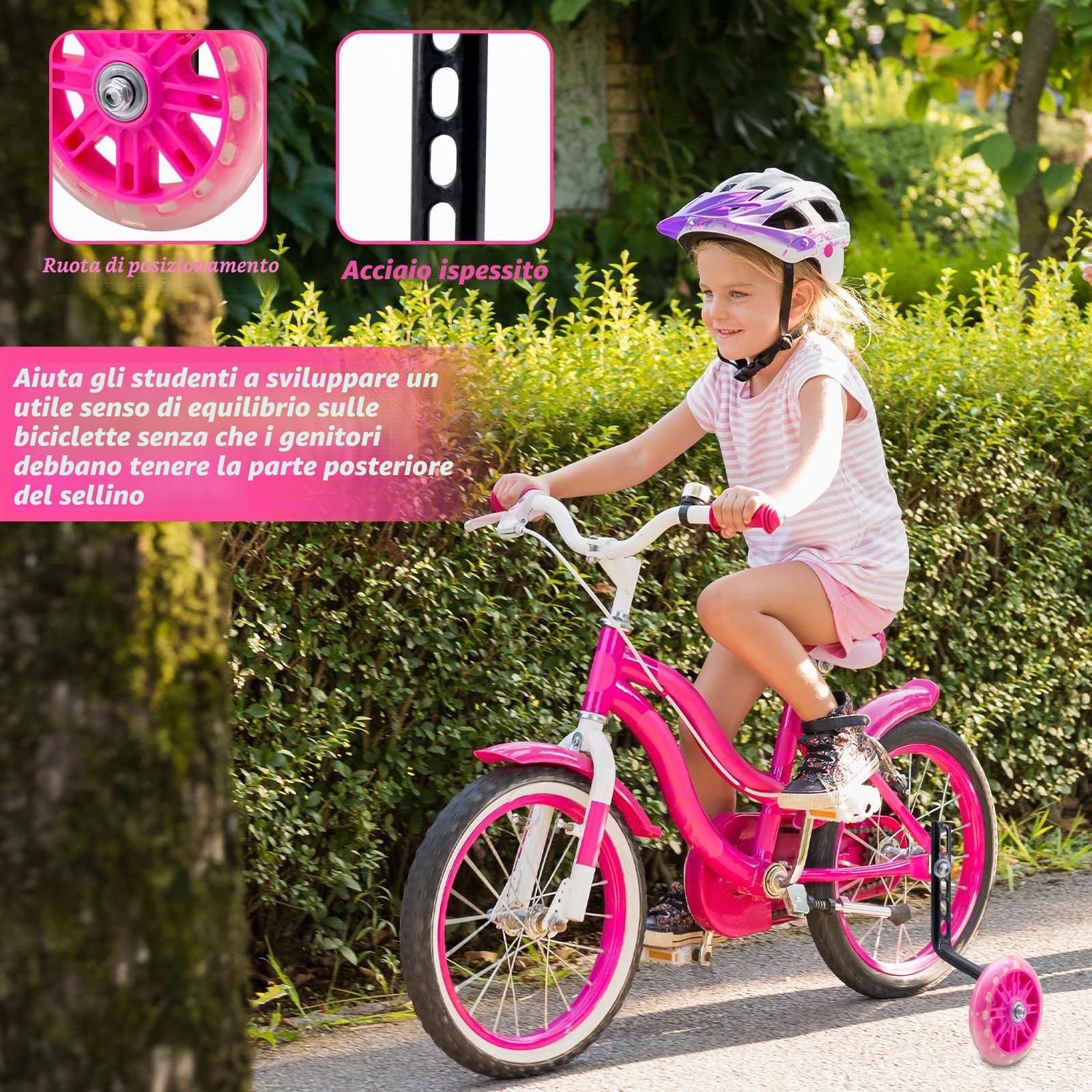 Ruote di Allenamento Bicicletta per Bambini, Universali Regolabili Ausiliarie per Bici 12-20 Pollice