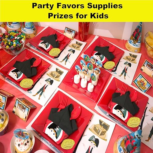 Miniatura 3 de Juego de 200 monedas de oro pirata de plástico, juguetes falsos de San Patricio para jugar al juego de búsqueda del tesoro, decoraciones temáticas