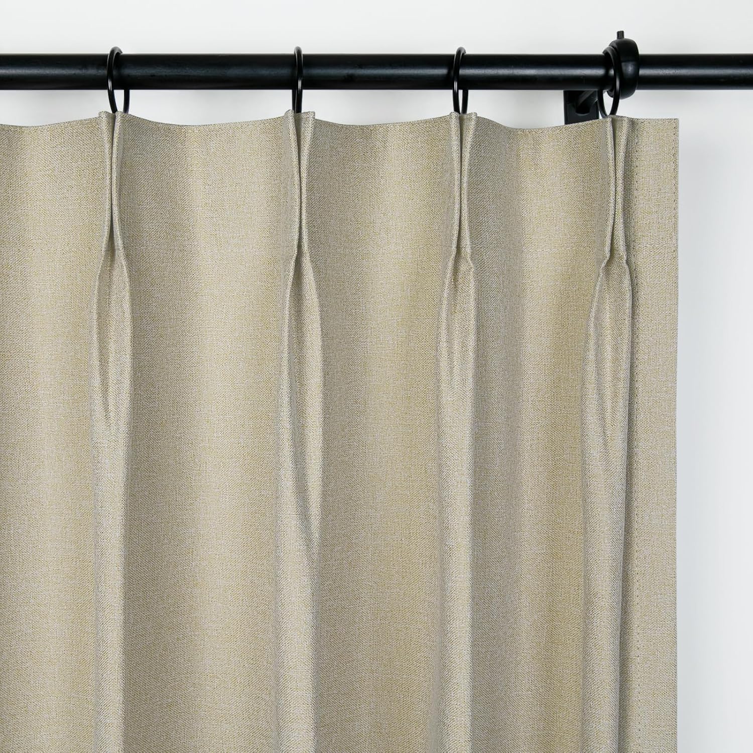 TWOPAGES Pinch Pleat Blackout Curtain for Bedroom, Thermal Insulated Privacy Thick Window Drape, 1 Panel, 50 x 96 Inch, Flax