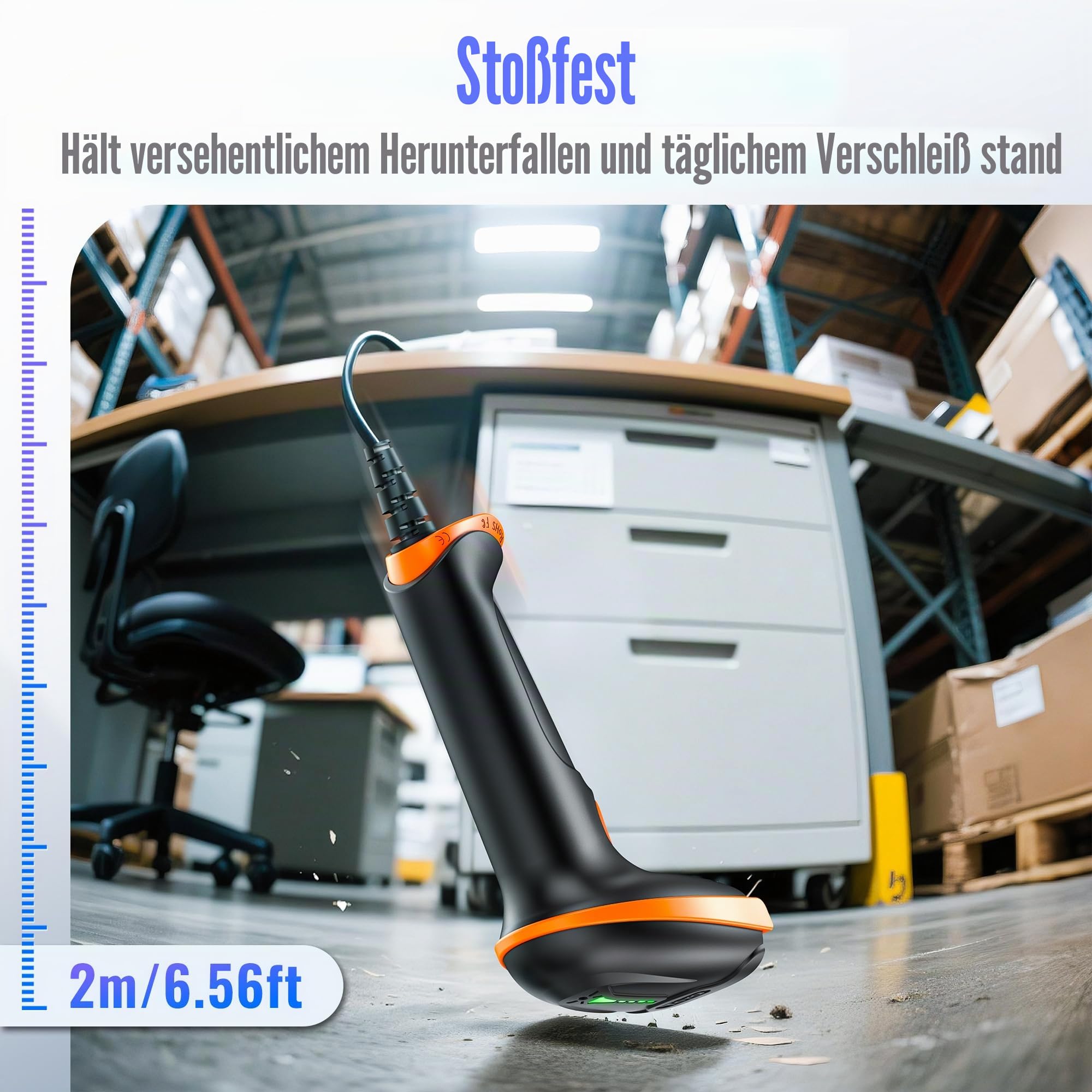 Tera Barcode Scanner 1D 2D QR Wired Handscanner Kabelgebundenes CMOS-Barcode-Lesegerät mit Stoßfest Wasserdicht IP65 Ergonomischer Griff 300,000-Pixel-Kamera und USB-Kabel, Plug&Play, D5100Y