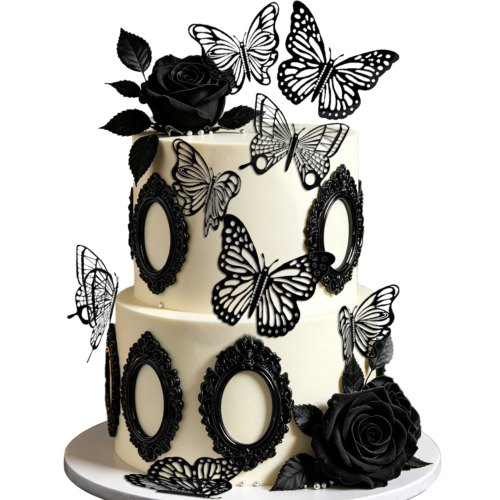 LaVenty Black Goth Cake Decorations Butterfly Goth Cake Topper