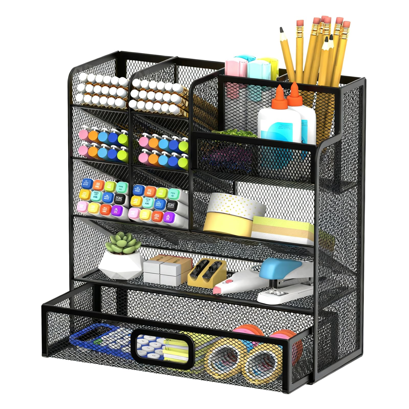 Yixannx 023D-Black Pen Organizer For Desk Unique Features Storage Solutions,