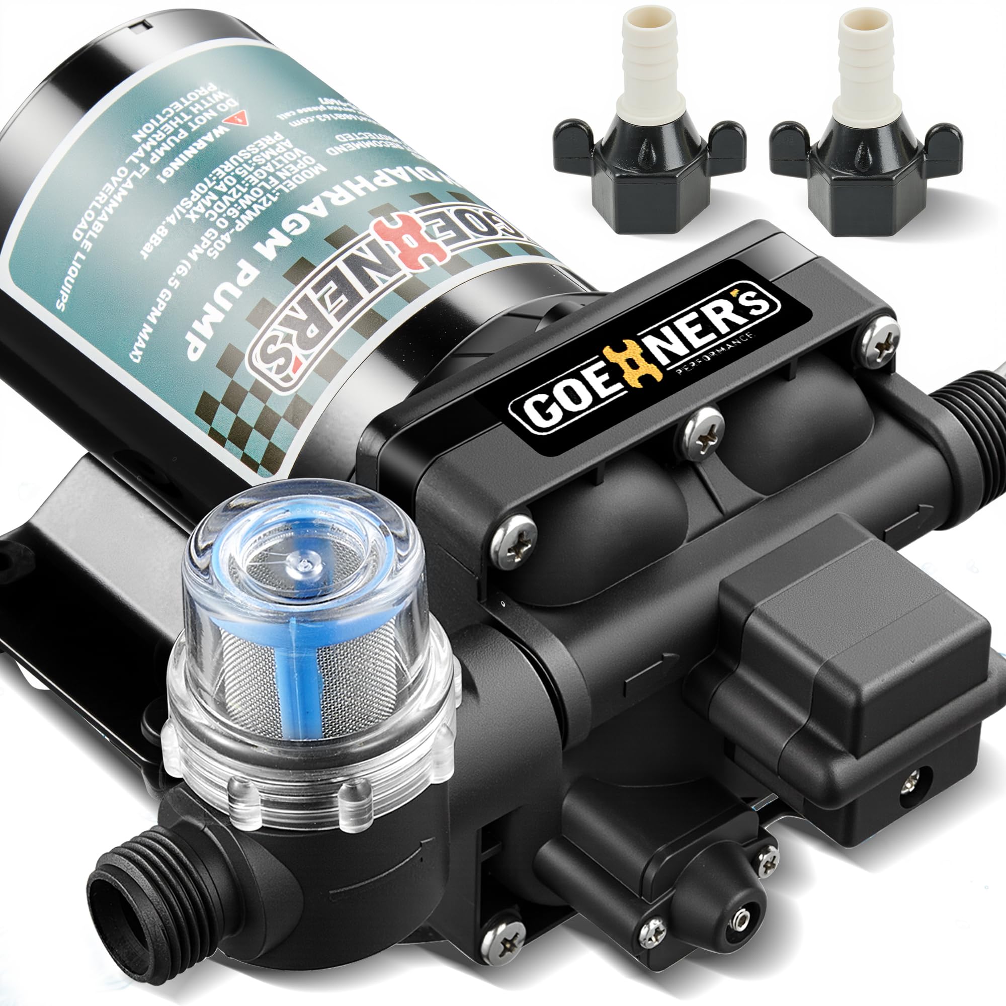 Photo 1 of [Upgraded Version] RV Fresh Water Pump, 12V DC Water Pump, 6GPM 70PSI Self-Priming Diaphragm Pump with Pressure Switch and Strainer for RV, Marine, Yacht, Caravan