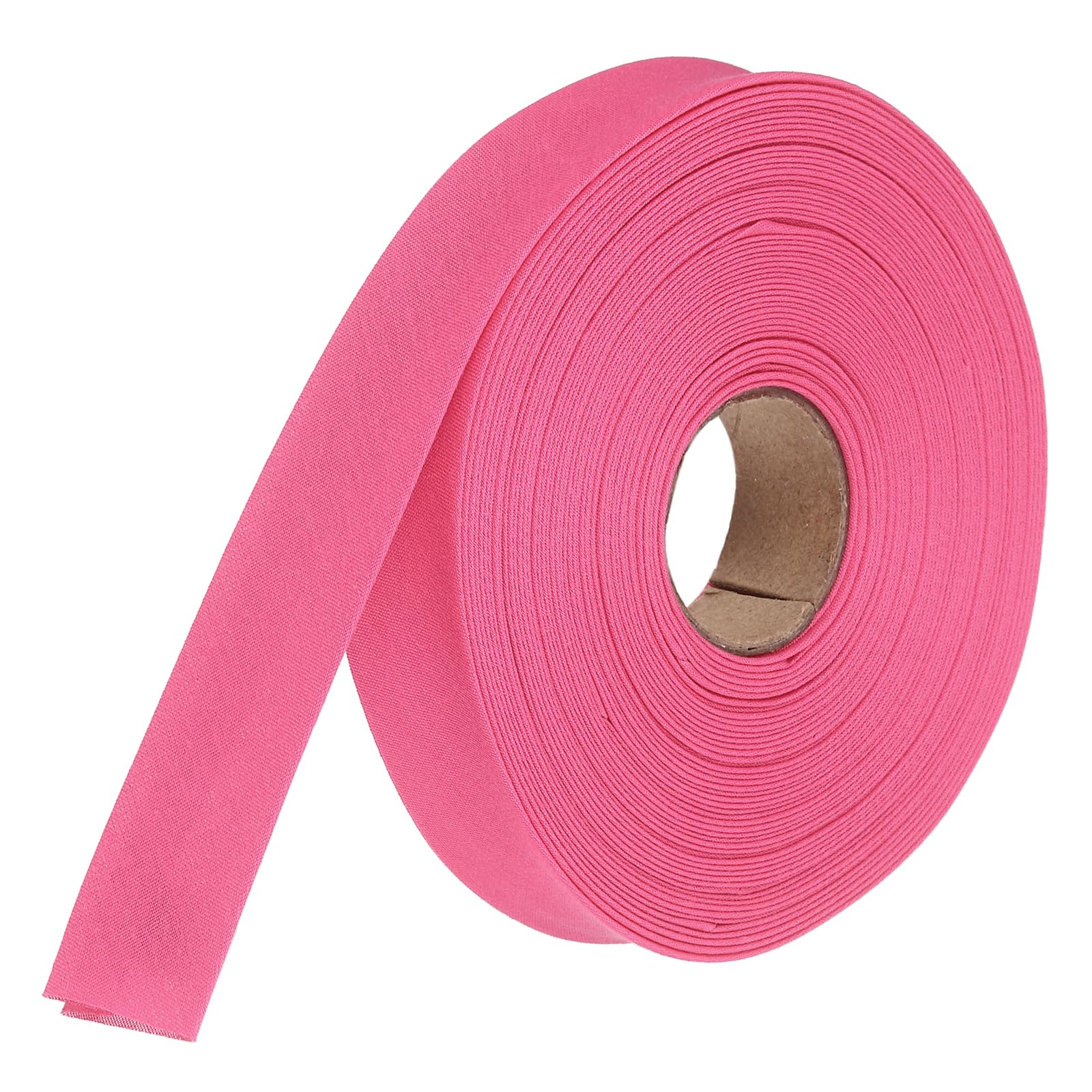 sourcing map 2.5cm Double Fold Bias Tape Polyester (Rose Red 14.6m)