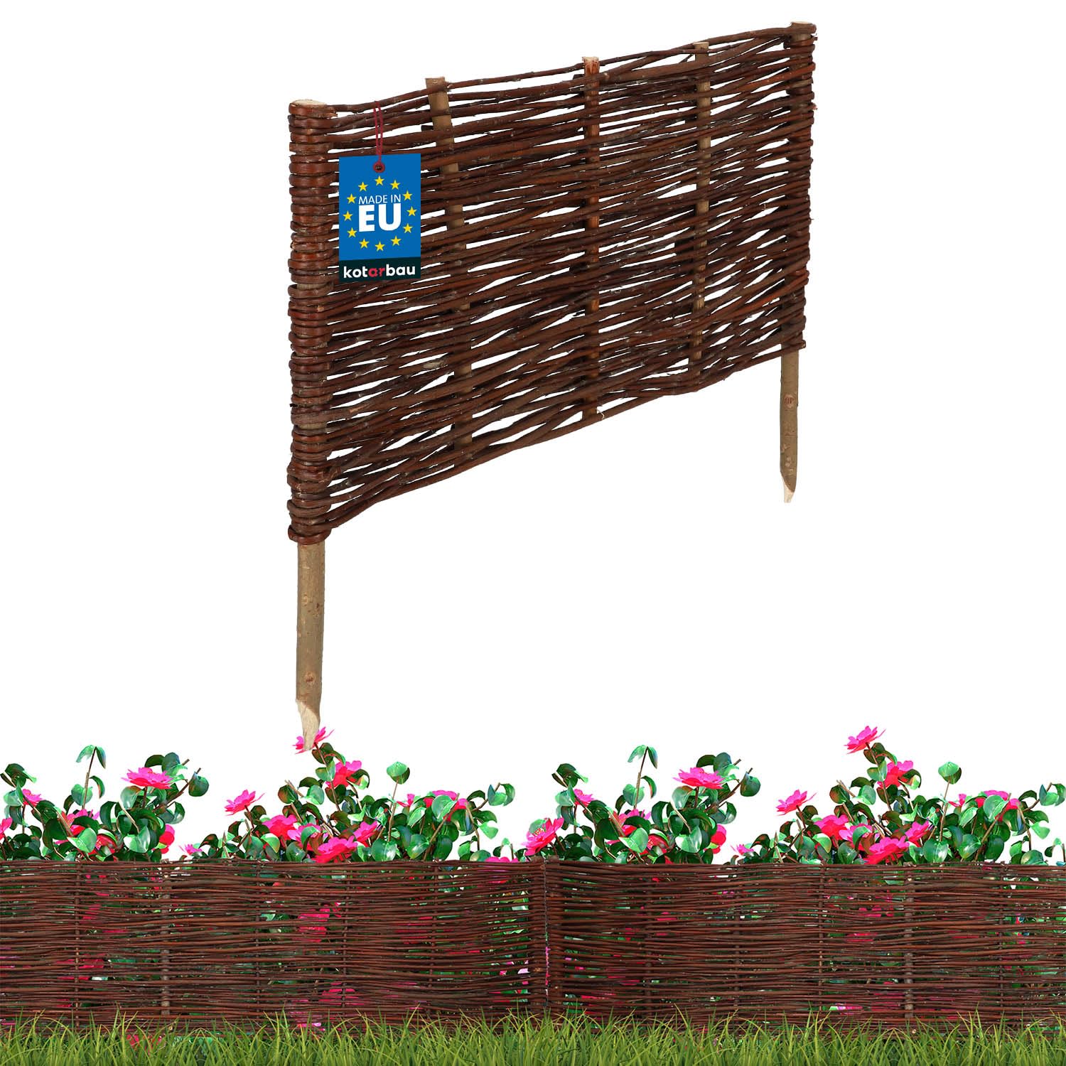 KOTARBAU® Lawn Edging - Garden Edging - Wicker Fence - 60 x 30 cm (23.62 x 11.81 inches) - Brown - Wooden Fencing - Decorative Fence for Flower and Herb