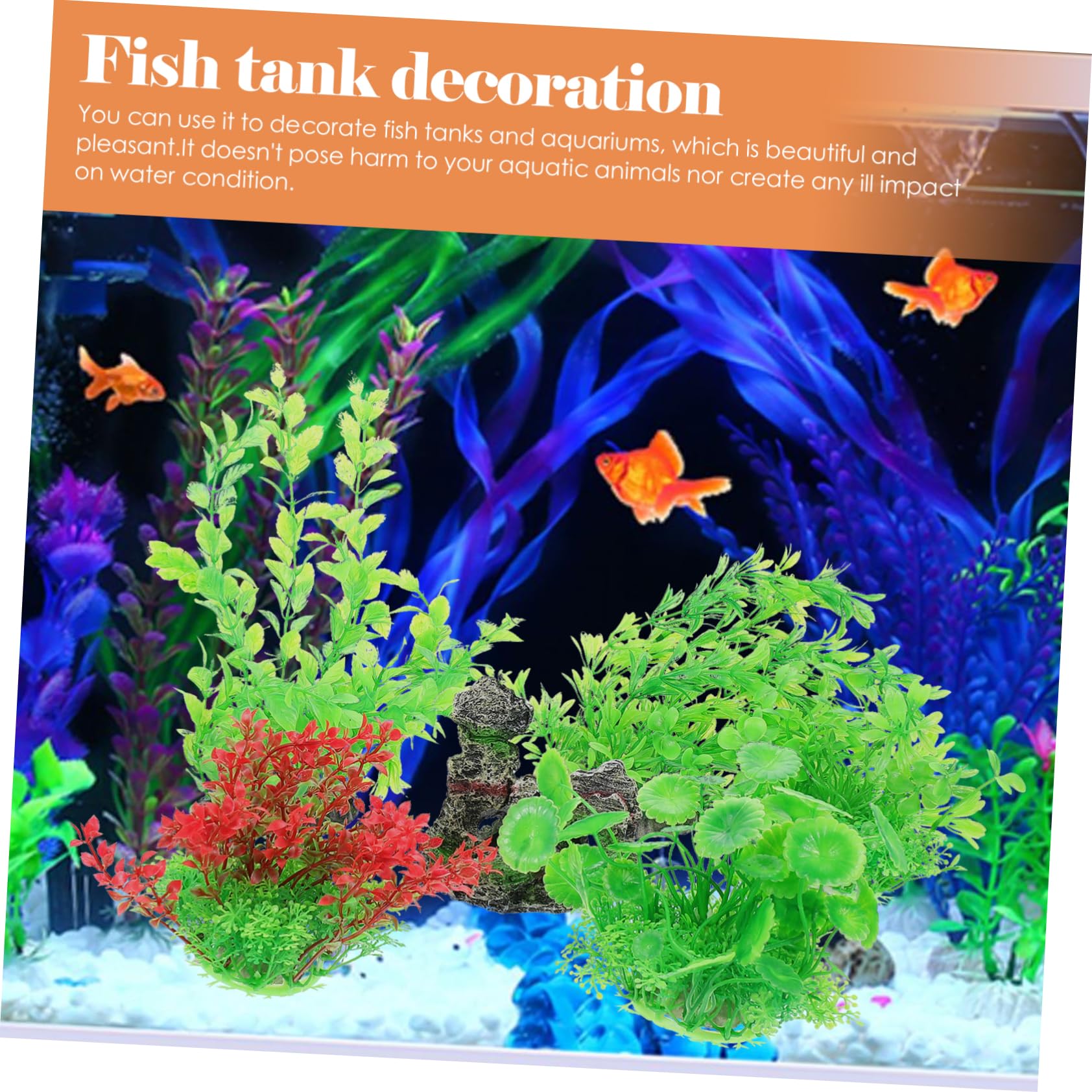 Toddmomy 2ensembles Set De Plantes Aquatiques Artificielles pour Aquarium Décorations De Réservoir De Poissons Faux Plantes De Rocaille Naturelle Et Végétation