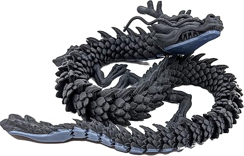 Vista 13 de Dragón impreso en 3D – Personalizable, hecho a pedido, juguete articulado del dragón mítico, regalo (M, negro con vientre verde lima)