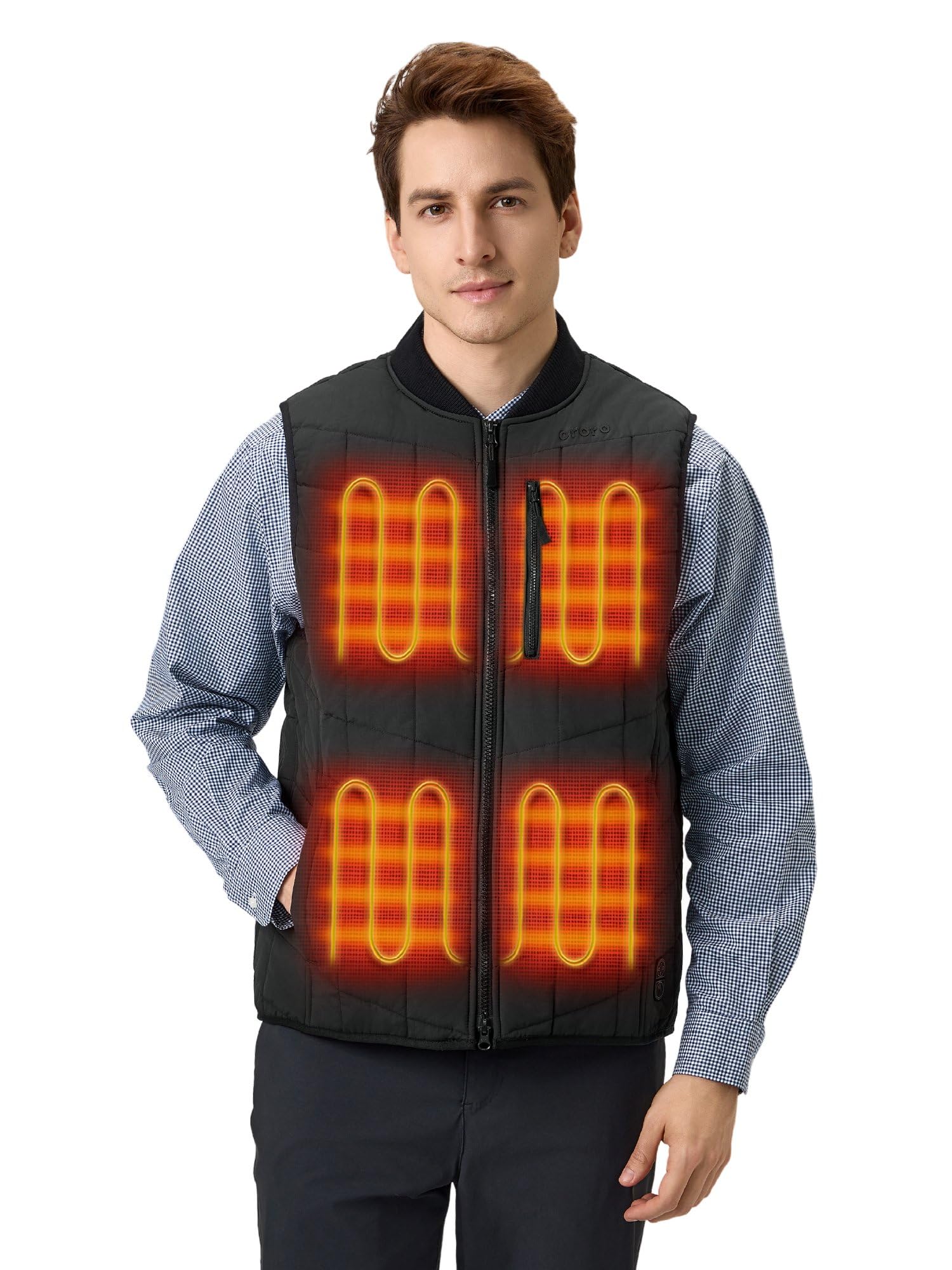 ORORO Men's Dual Control Heated Vest with 5 Heat Zones, Heated Bomber Vest
