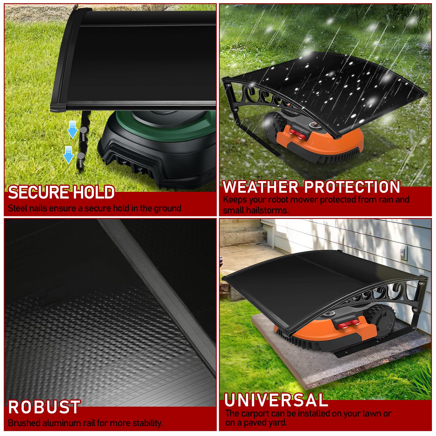 Eulenke Tettoia per tosaerba robot, protezione per tutte le stagioni per tosaerba robot, 106 x 87 x 50 cm, garage protetto dai raggi UV per tosaerba robot, nero