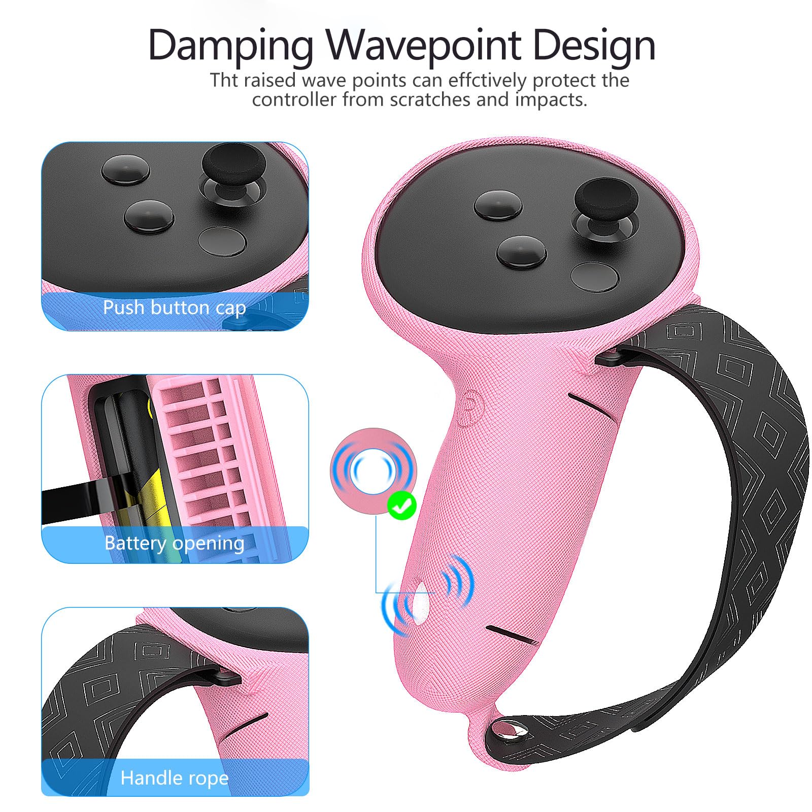 Juego de fundas compatibles con Meta Quest 3s, incluye empuñaduras largas de apertura de batería, carcasa de TPU VR, cubierta facial de silicona, cubierta de lente, juego de accesorios de