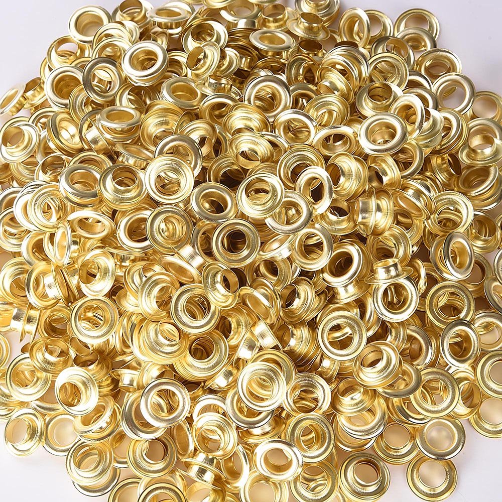 Yescom 1000 piezas de 3/8 pulgadas #2 compatibles con máquina semiautomática de ojales con acabado de latón para bolsa de cuero, cartel de pancarta YES0386