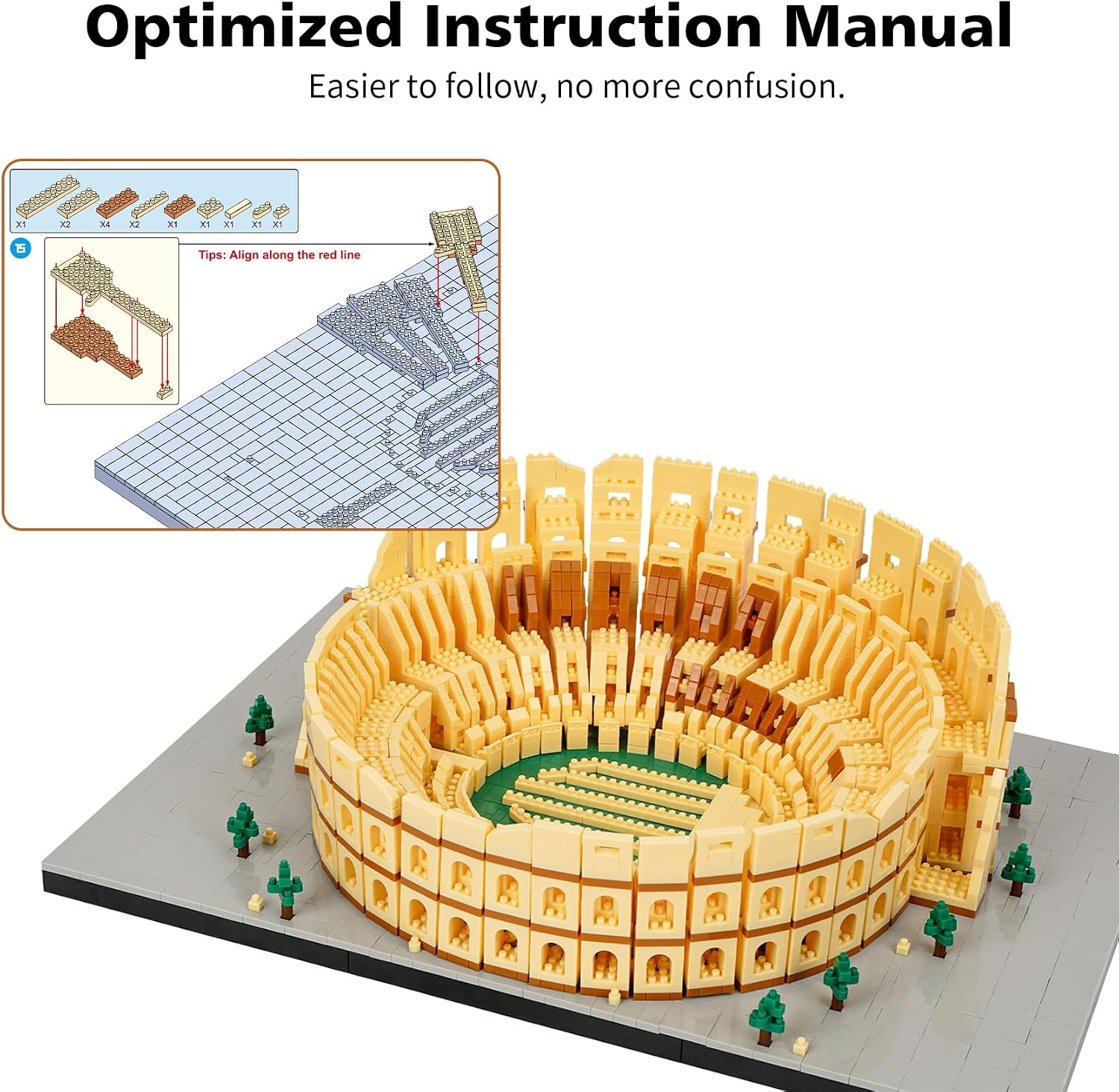 Roman Colosseum Micro Building Blocks Set, Famous Landmark Architecture Model Kit 5089 PCS Architecture Model Mini Building Kit