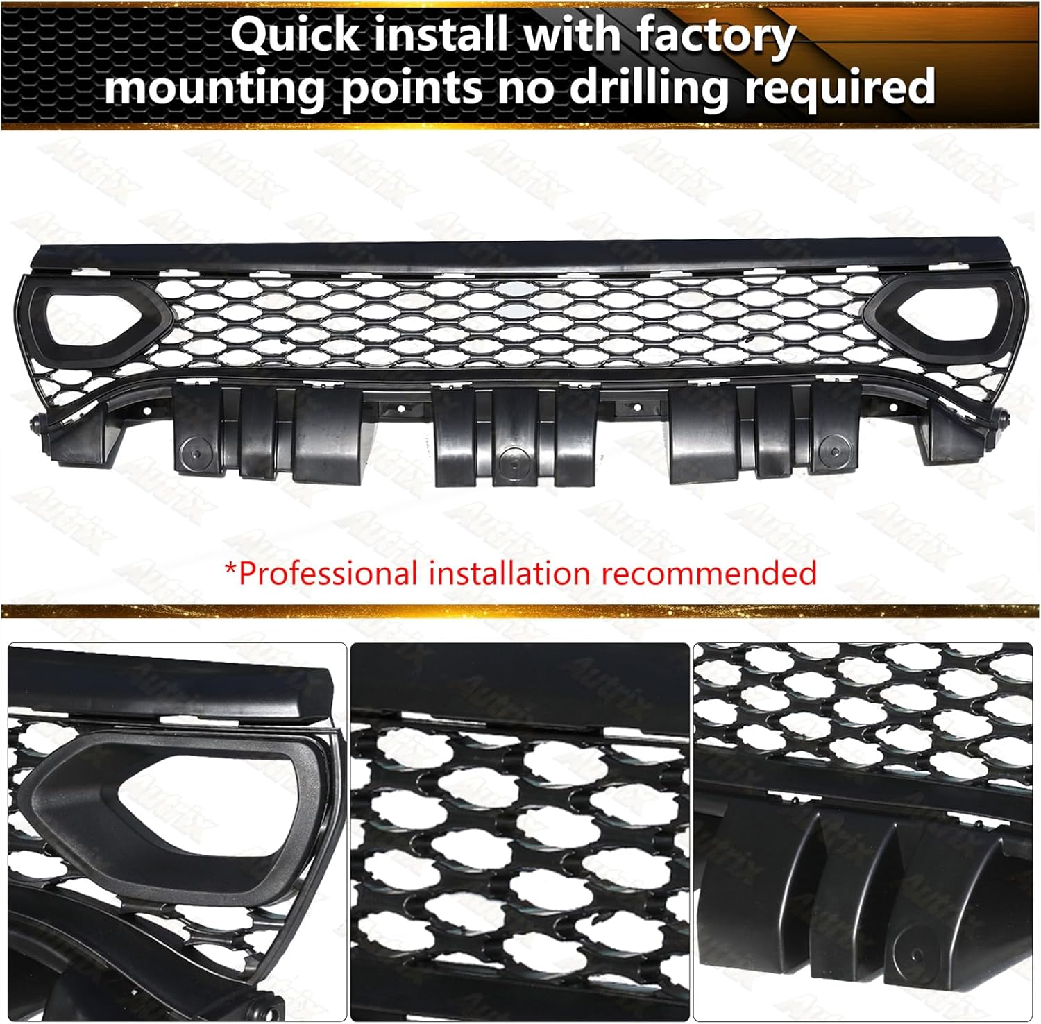 Front Bumper Grille Compatible With 2015-2024 Dodge Charger SRT Scat Pack Non-Widebody Front Upper Grille Black