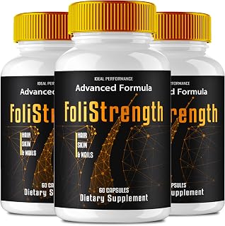 Foli Strength Hair Skin and Nails Vitamins, Foli Strength Supplement Healthy Hair Skin Nails Capsules, FoliStrength Pills Supports Hair Growth, Glowing Skin & Strong Nails Reviews (3 Pack)
