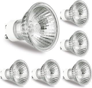 Candle Warmer Lamp Bulb 6 Pack, GU10 Halogen Bulb 110-130V 50W | GU10+C, MR16 with Glass Cover, 2700K Warm White Dimmable, Light Bulbs for Track and Range Hood, 6000+Hours Long-Lasting