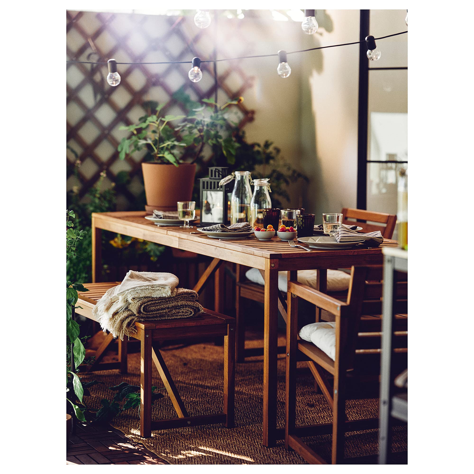 IKEA Tavolo NÄMMARÖ, esterno, 200x75 cm, marrone chiaro tinto
