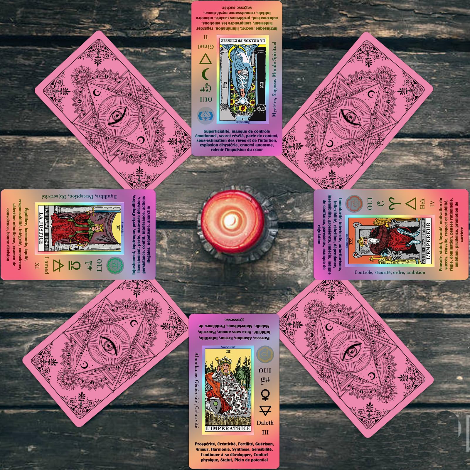 Smoostart French Pink Tarot Cards with Meanings, Tarot Cards Deck with Guidebook for Beginners Keywords, Element, Planet - Image 3