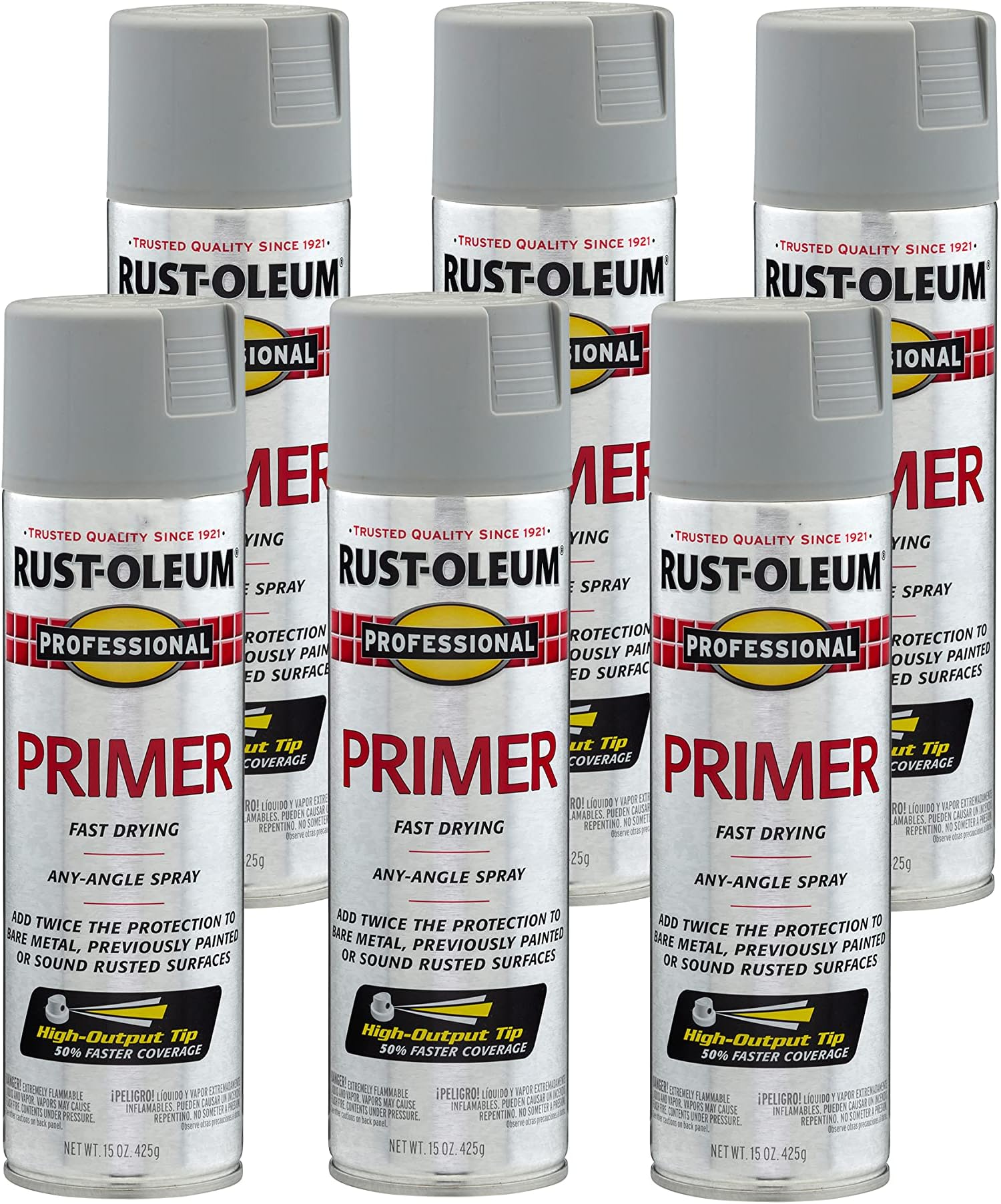 7582838-6PK Professional Primer Spray, 15 Oz, Flat Gray, 6 Pack