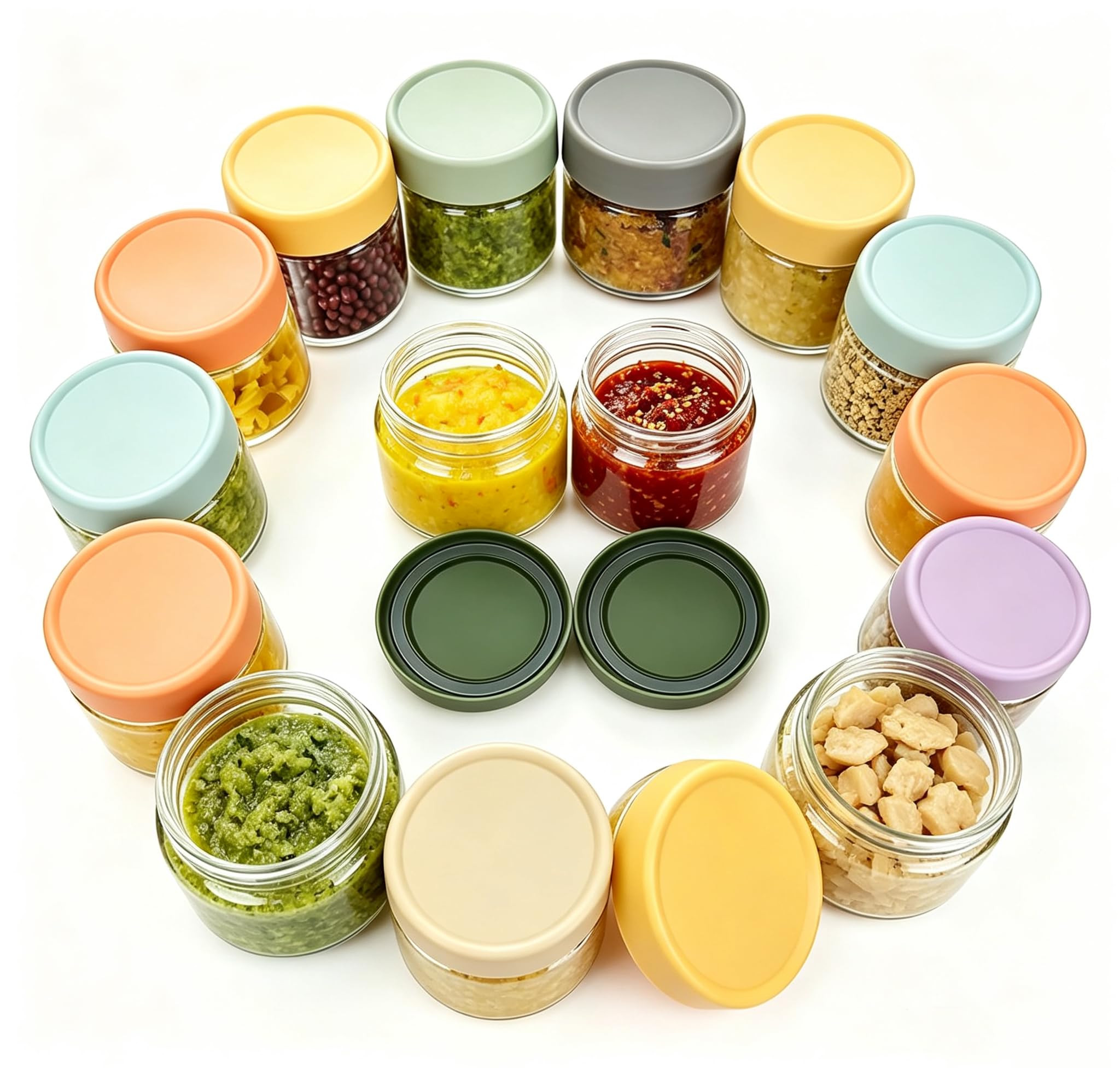 Lulonpon 16-Pack Thick Glass 2oz Mini Mason Jars with Lids