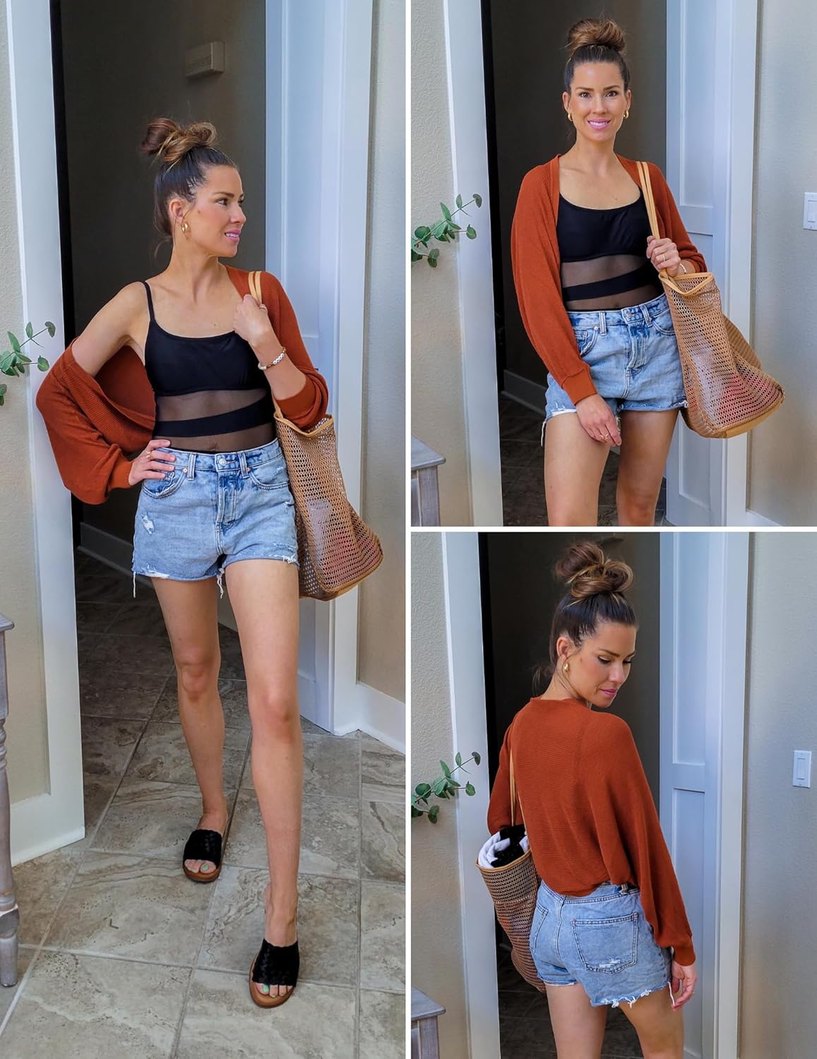 HOTOUCH Women's Cardigan Shrugs Long Batwing Sleeve Knitted Cropped Bolero Open Front Casual Elegant Cardigans for Dresses - Image 4