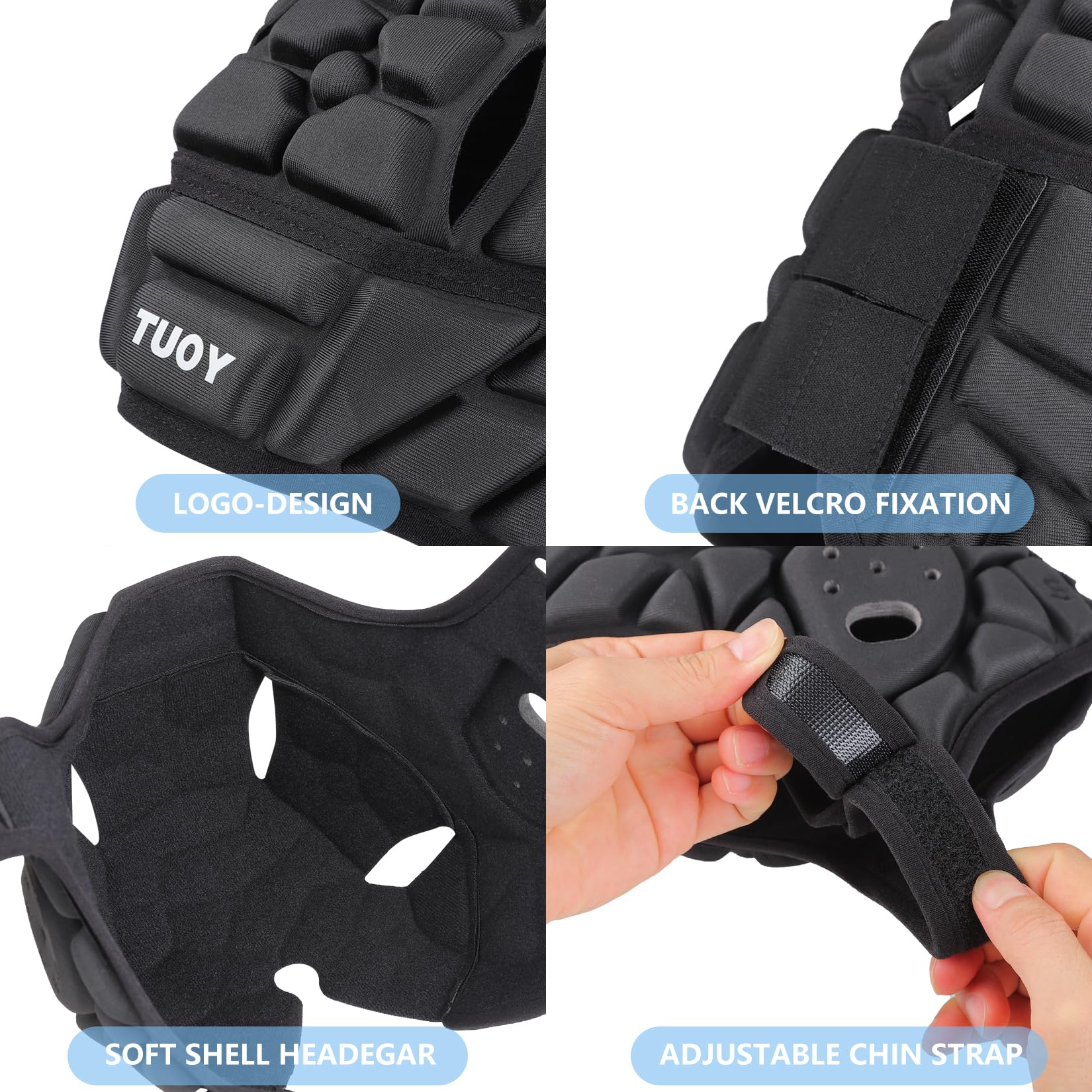 Casco da rugby 7 v7 con bandiera in guscio morbido, copricapo imbottito regolabile per ragazzi, bambini e adulti