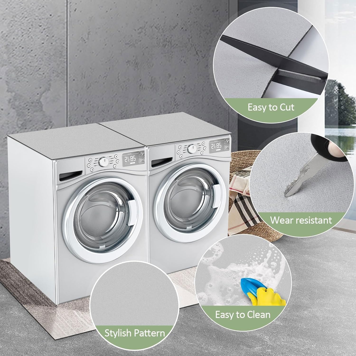 Marque : YeahBoom Housse de Machine à Laver,60x60 cm Tapis de Protection Antidérapant pour Dessus de Machine à Laver,pour Machine à Laver,Sèche-Linge,Cuisines,Salles de Bains,Camping Cars in use