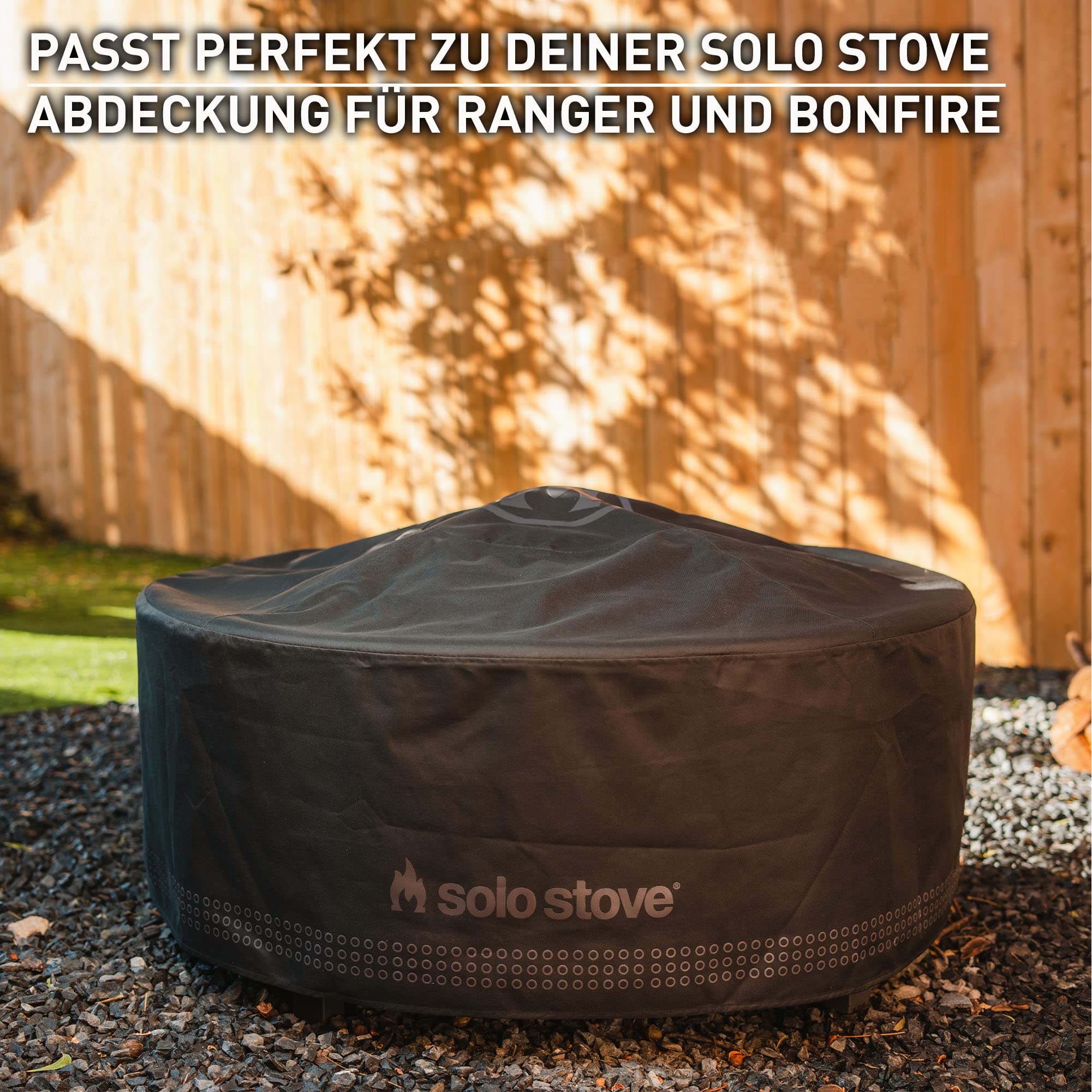 Solo Stove Surround-Schutzabdeckung, Klein | Abdeckung für Feuerstellentisch mit Hitzeschutz, Witterungsbeständig, PVC-Rückseite/Aluminium-Stützstreben, Maße (HxB): 53 x 111 cm, Schwarz