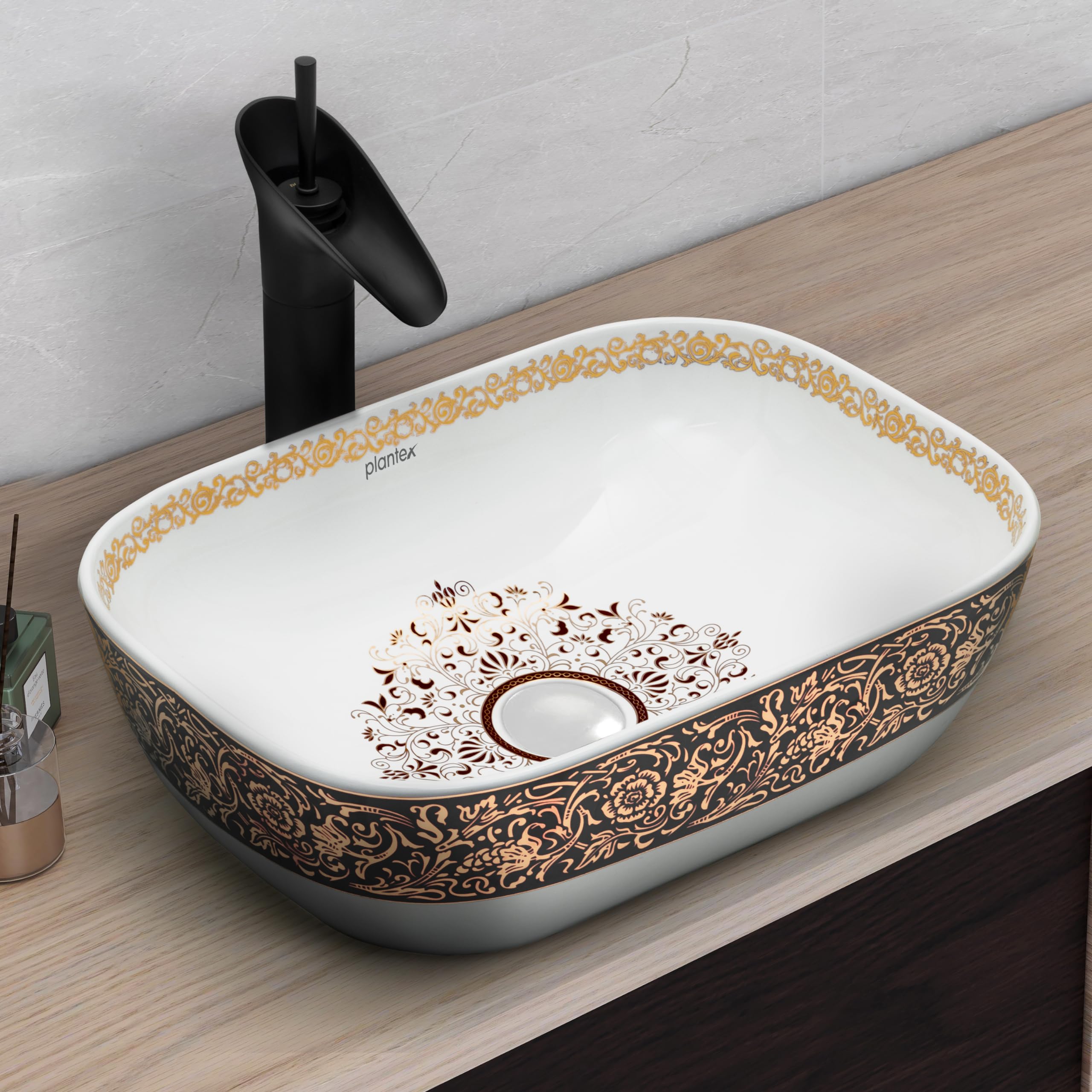 Plantex Table Top Wash Basin For Bathroom/Designer Ceramic Basin/Countertop Vessel Sink Basin - Indo-European Collection (18 x 13 x 5 Inch) (B0CS9RCFFQ) Amazon Price History, Amazon Price Tracker