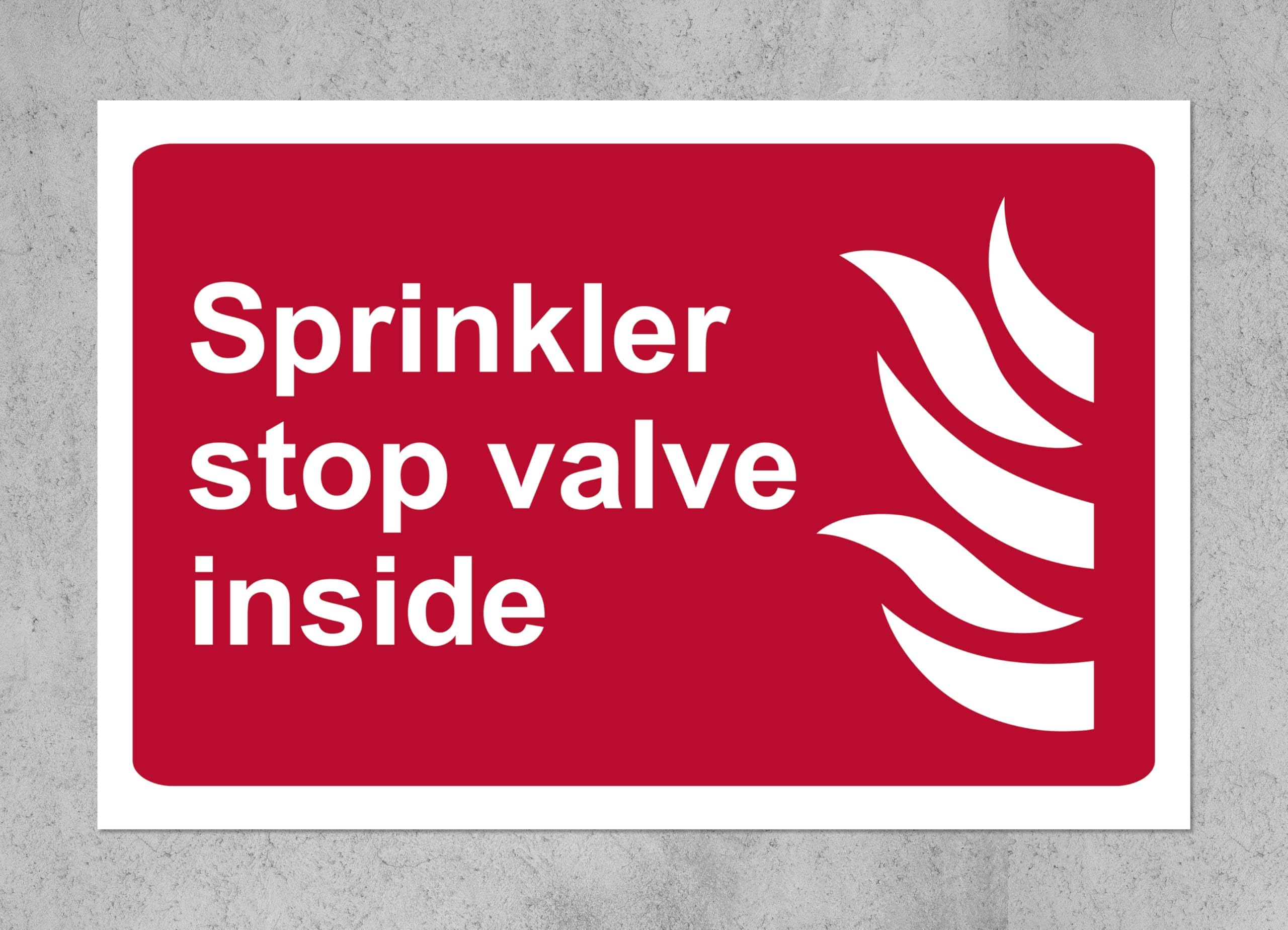 Kpcm Display Ltd Red Sprinkler Stop Valve Inside - Self Adhesive Sticker (200Mm X 150Mm)