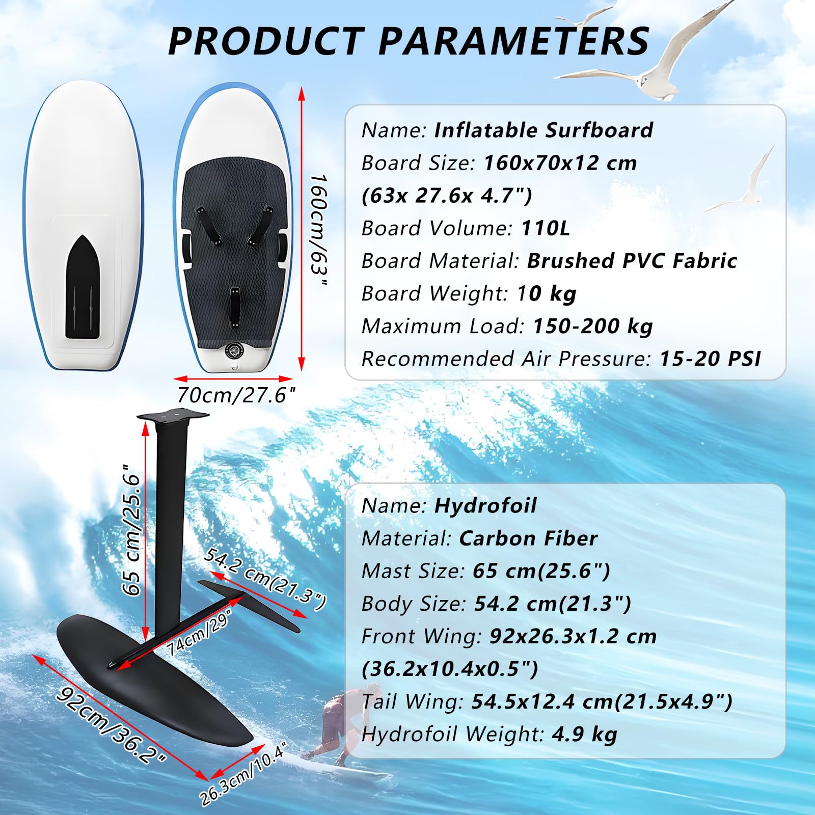 Nadmuchiwana deska hydrofoliowa z folią do surfingu i paddleboardingu – idealna do sportów wodnych i przygód foliowych