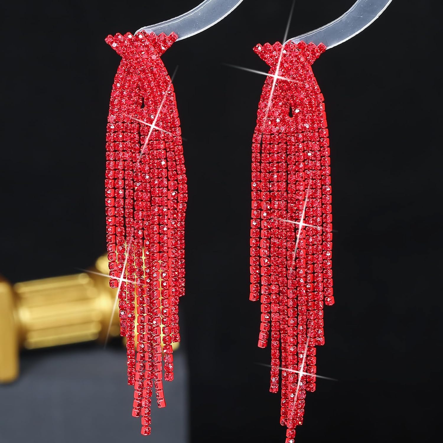 Silver Prom Earrings Jewelry Sparkly Rhinestone Earrings for Women Long Tassel Bling Crystal Chandelier Earring Prom Dress Outfit Accessories Wedding Guest Dresses for Women - Image 3