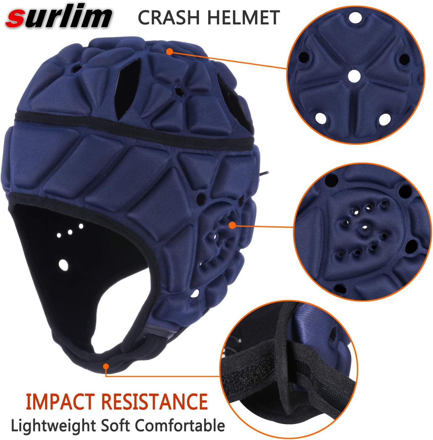 Surlim Soft Helmet for Flag Football Scrum Cap Soft Shell Helmet Rugby Headgear for Youth Adults
