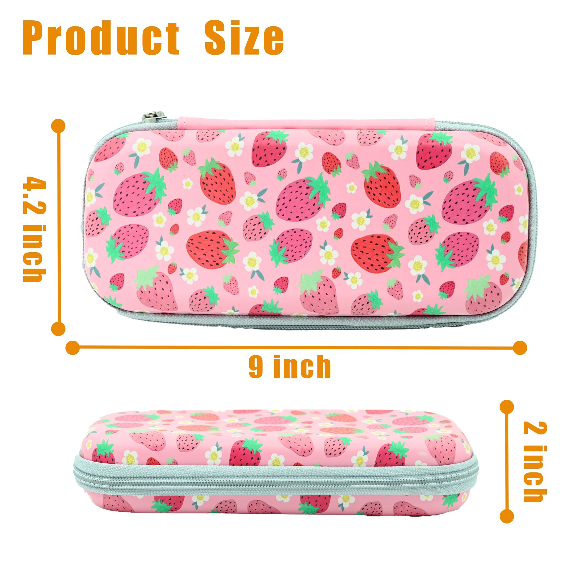 Estuche con Cremallera para Organizador, Estuche de Gran Capacidad, Suministros de Oficina, Fresa, Bolsa