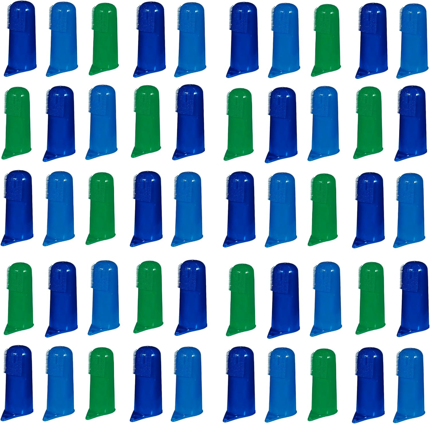 Dog Grooming Dental Bulk Packs Soft Finger Brushes (Assorted, 50 Pack)
