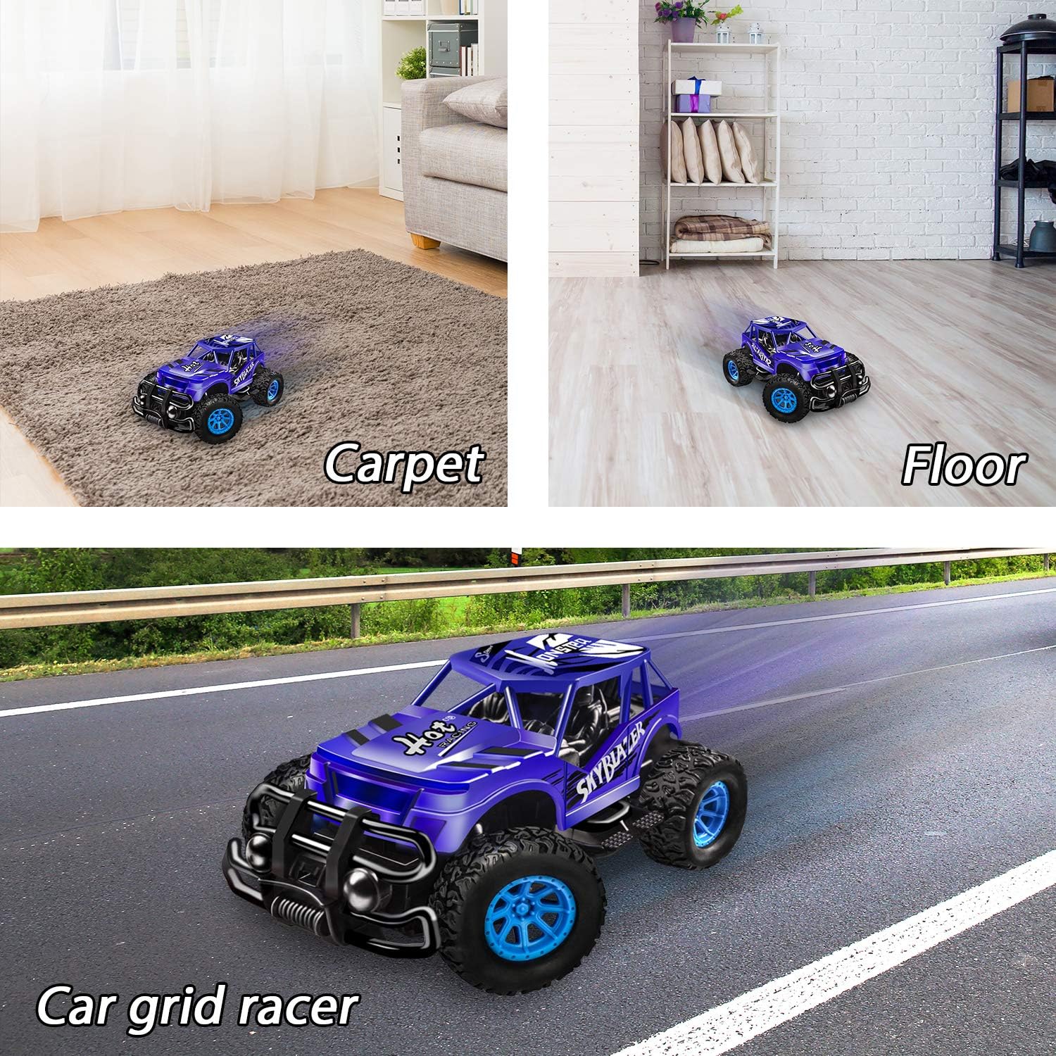 GaHoo Remote Control Car for Kids - Durable Non-Slip Off-Road Shockproof High-Speed RC Racing Car - All Terrain Electronic RC Car Toy Gifts for 3 4 5 6 7 8 Year Old Boys Girls (Dark Blue) : Toys & Games