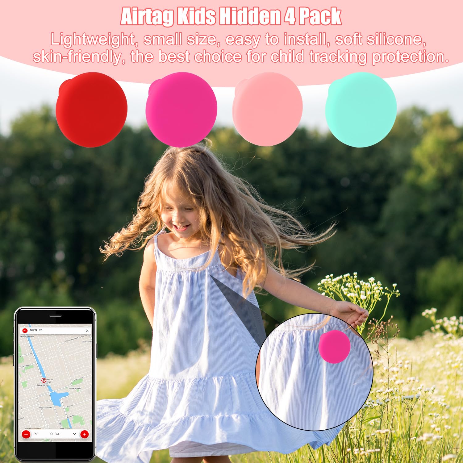 Custodie Per AirTag Con Spilla - Set Da 4 Colorate, Per Vestiti, Zaini E Animali Domestici