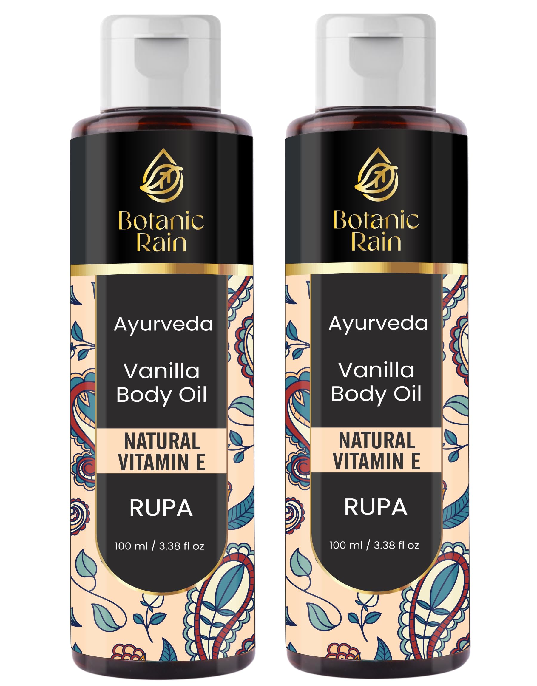 Botanic Rain Ayurveda Vanilla Body Oil, Moisturizing & Hydrating Organic Vitamin E Oil