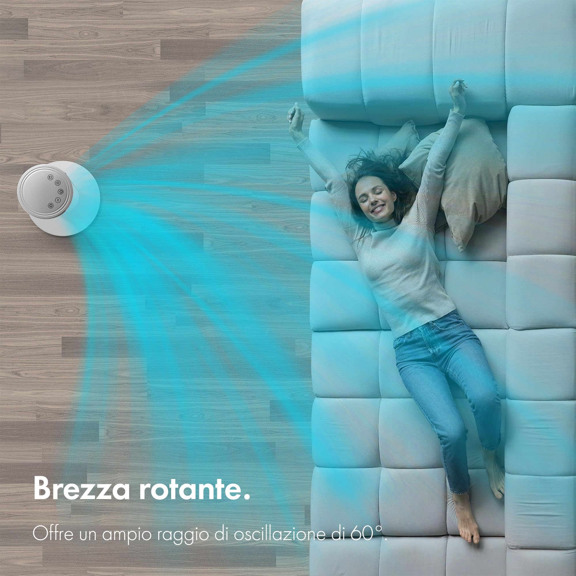 VonHaus 87cm Ventilatore a Torre Bianco, Ventilatore con Telecomando per Camere da Letto, 60W Ventilatore a Colonna- 3 Velocità, Oscillazione a 70°, Timer di 7 ore, Display a LED e Vassoio per Aromi