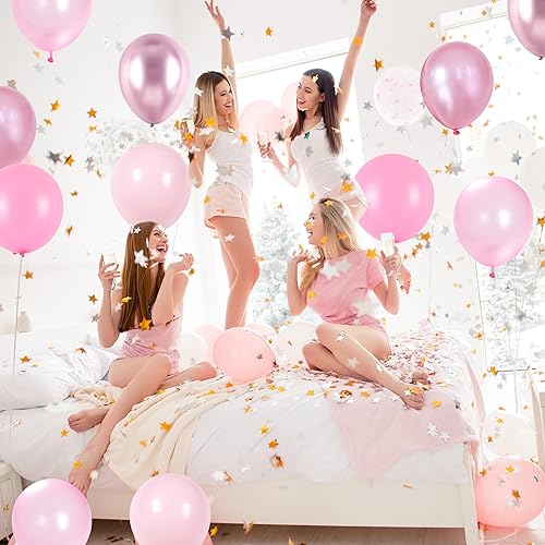 Miniatura 3 de Set de globos rosados, 60 paquetes de 30,5 cm, globos metálicos de cromo rosa perla, macarrón, rosa claro, diferentes tonos, para decoración de